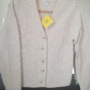Roller Rabbit M, Ivory, Galvin Cardigan, 80% Lambs Wool, 20% Nylon